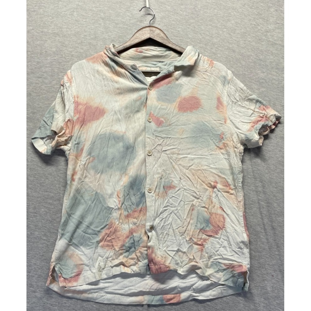 Denim & Flower By Ricky Singh Shirt Mens Large Multi Pastel Tie Dye Button Up